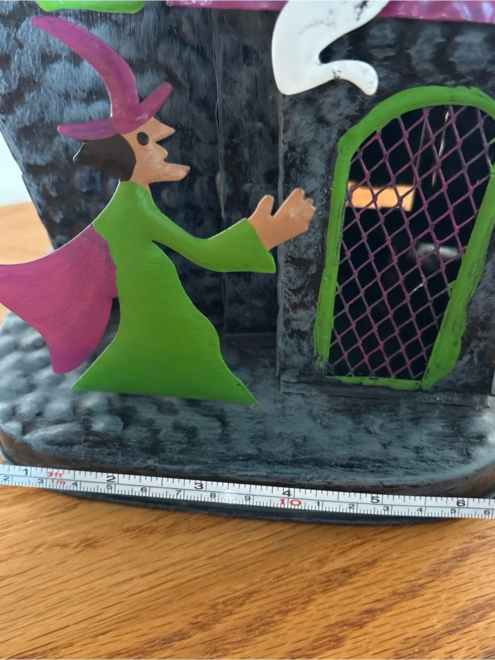 Halloween Haunted House Tabletop Decoration in Purple, Green and Pink